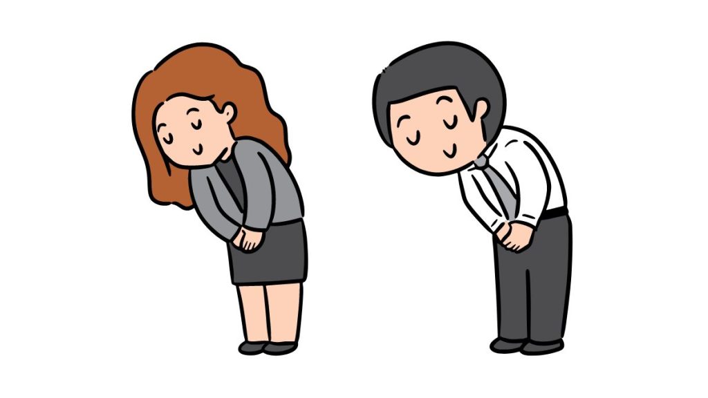 丁寧なお辞儀のイラスト画像