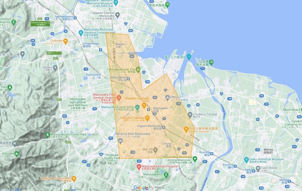 ウーバーイーツ松阪市の拡大エリア