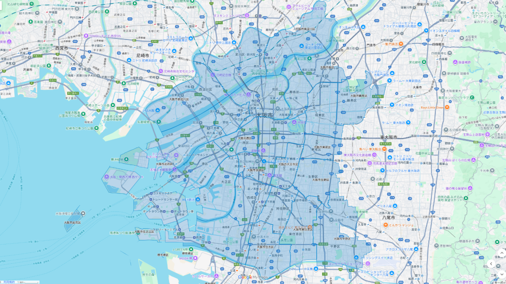 ロケットナウの大阪府エリアマップ20251014