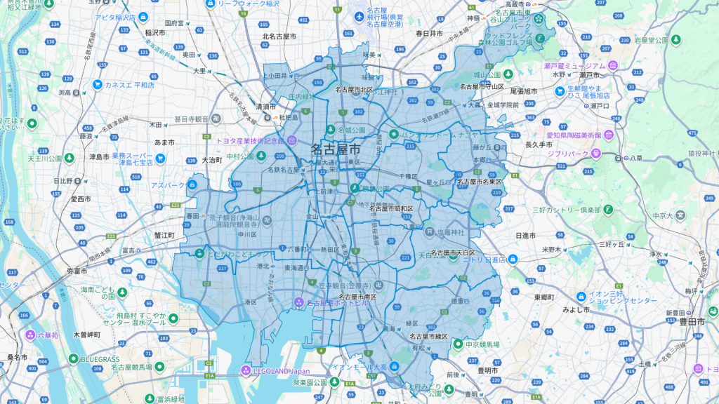 ロケットナウの愛知県エリアマップ20251014