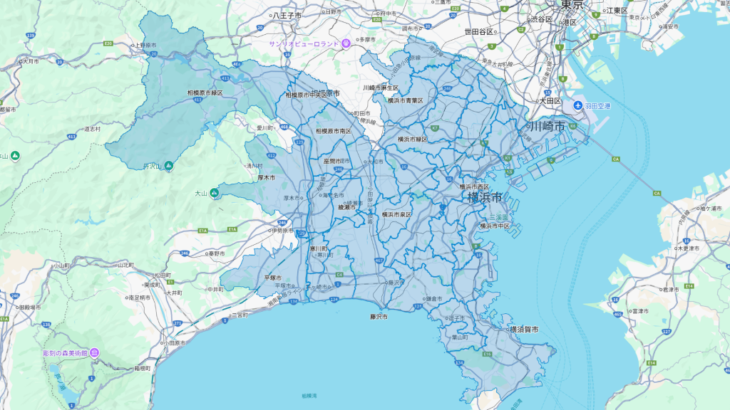 ロケットナウの神奈川県エリアマップ20251014