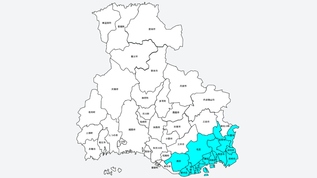 ララムーブのエリアマップ（兵庫県）