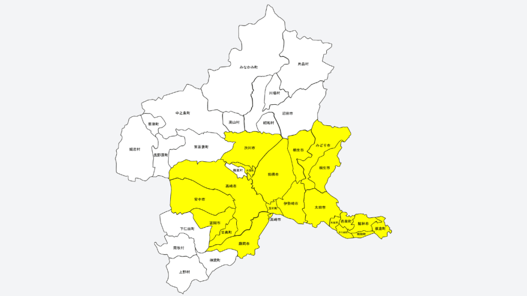 ララムーブのエリアマップ（群馬県）