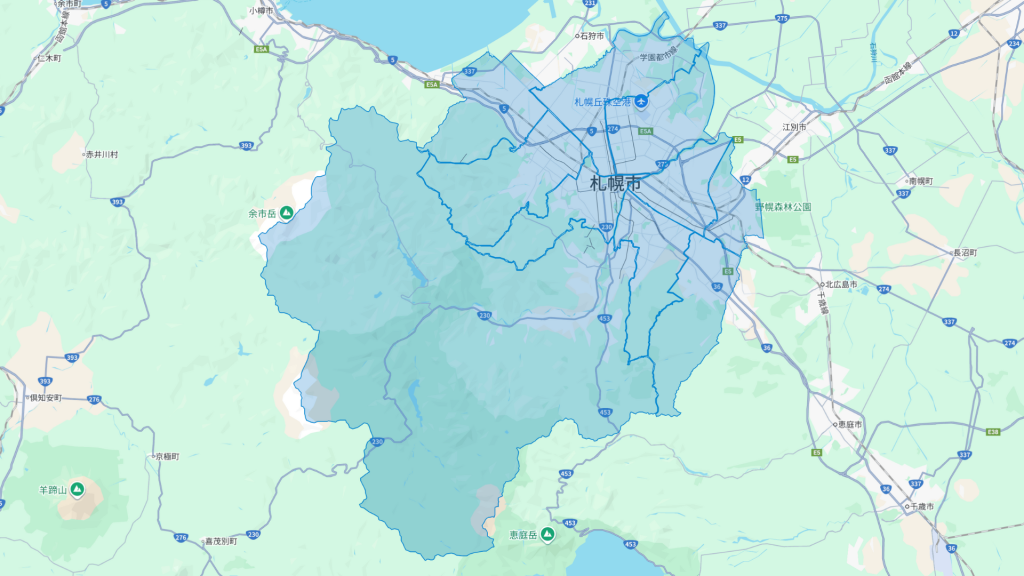 ロケットナウの北海道エリアマップ