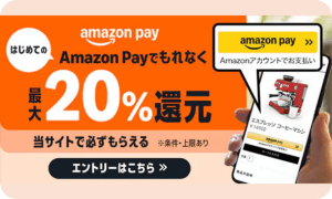 出前館でAmazon Payをはじめて使う方、または久しぶりに使う方向けのキャンペーンです。条件を満たすと、最大20％還元され、Amazonギフトカード最大2,000円分がもらえます。