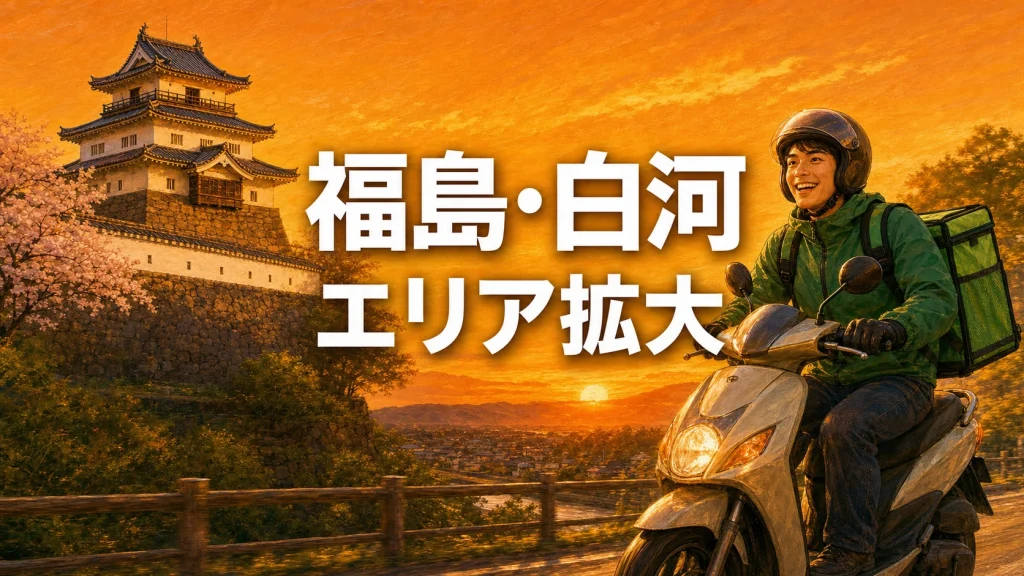 Uber Eats 福島・白河 エリア拡大 アイキャッチ